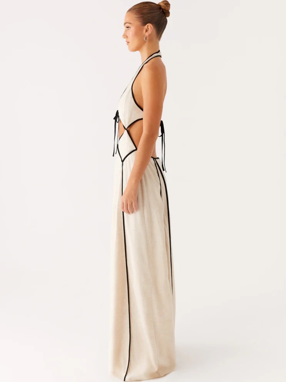 Peppermayo White Maxi Halter Dress with Black Piping only worn once - Picture 5 of 5